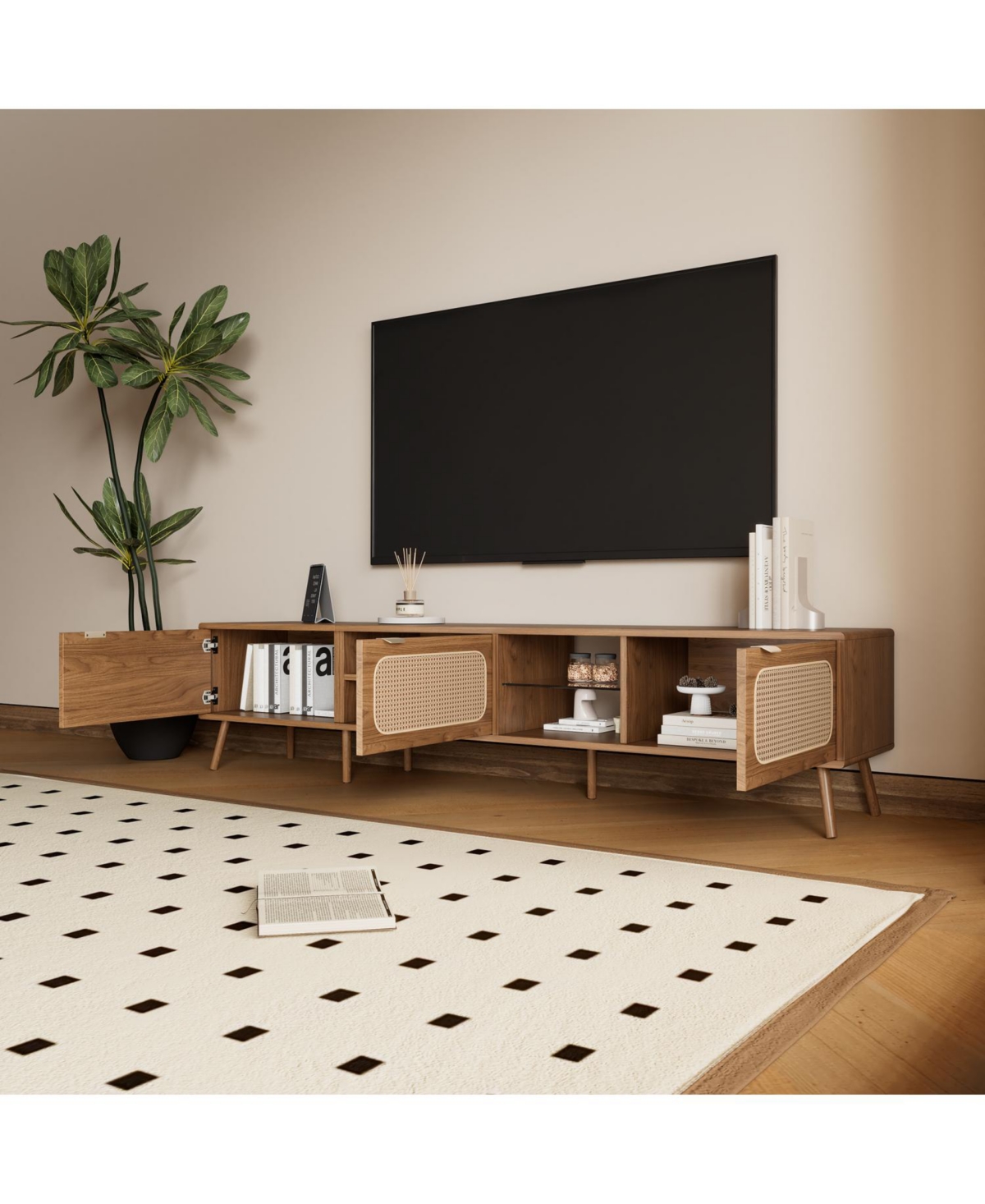 Streamdale Furniture 78" Tv Stand for 75-85" Tv, Console with Storage & Open Shelf