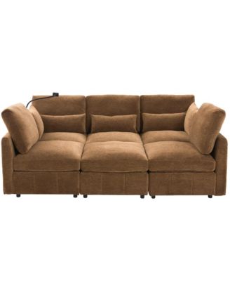Modern Sectional Sofa U-shaped Couch w/ Ottoman, USB & Phone Holder