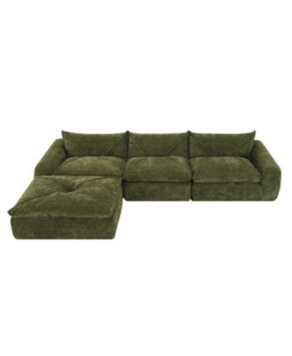 116" Fully Compressed Sofa, High Density Foam, No Assembly, Chenille