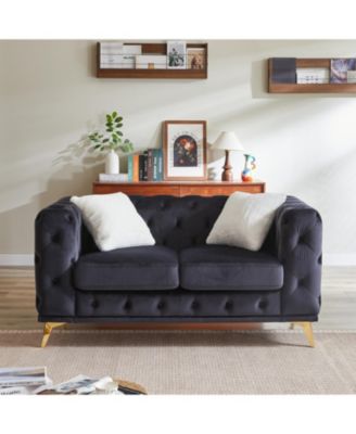 Streamdale Deluxe Velvet Chesterfield Sofa with Tufted Buttons, 2 Pillows