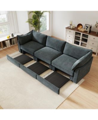 3-Seater Chenille Storage Drawers Sofa