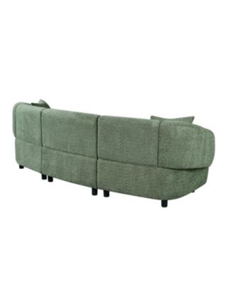 98.5" Beige Curved 3-Seater Sofa- Plush, Streamlined, Durable