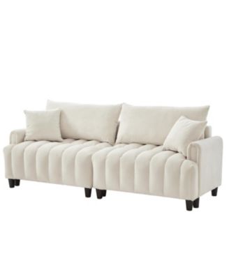 83" Futon Sofa Bed with Pillows, Convertible Sleeper, Beige