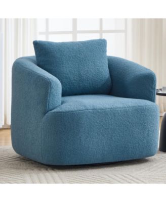  Swivel Teddy Fleece Comfy Chair with Pillow - Blue