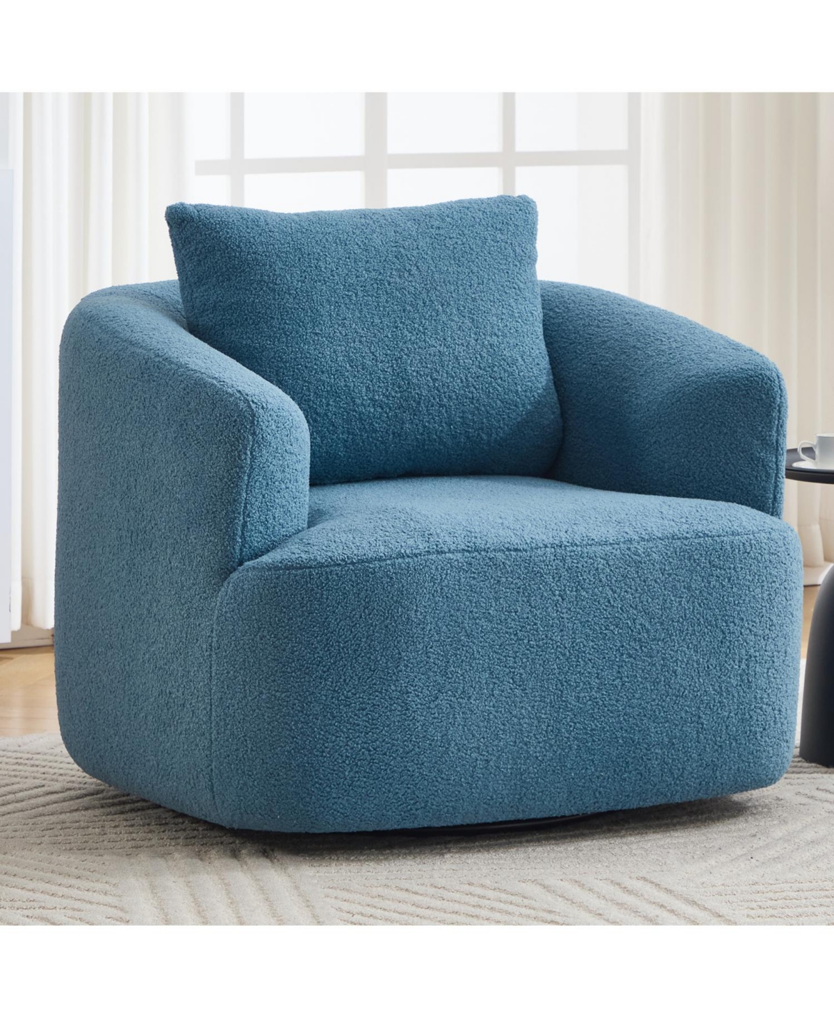 Streamdale Furniture Streamdale Swivel Teddy Fleece Comfy Chair with Pillow