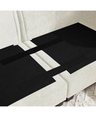 Oversized L-Shaped Sectional Sofa with Drop Down Table & Storage Ottoman