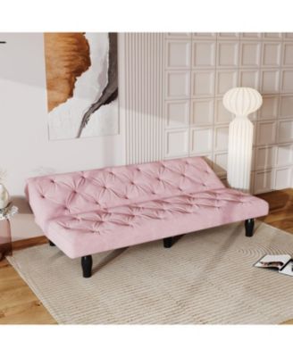 66" Pink Velvet Sofa Bed