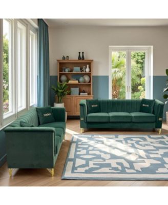  Cream Velvet Tufted Sofa Set - Modern Comfort & Style