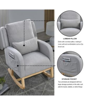 27.5" Modern Accent Rocker Armchair with Lumbar Pillow & Pockets