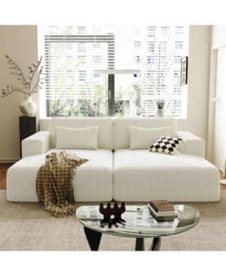 Corduroy Sofa Bed with Pillows