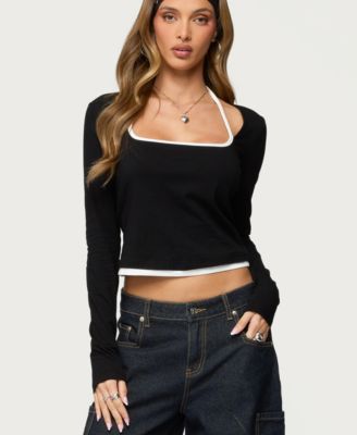 Women's Ksenia Contrast Layered Square Neck Top