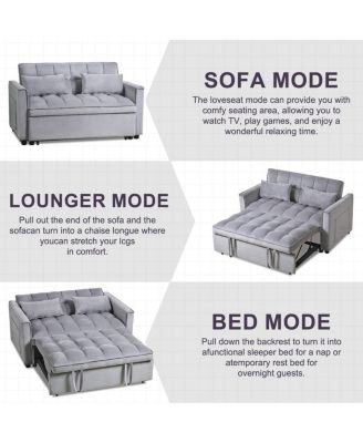 3-in-1 Pull-Out Sleeper Sofa Bed, Convertible Velvet Loveseat with Adjustable Backrest-Maison Boucle
