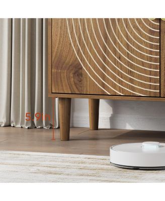 Walnut Storage Cabinet with Line Groove Design