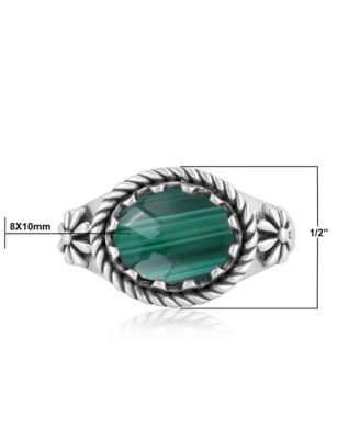 Sterling Silver Malachite East West Ring