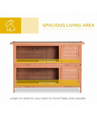 Wooden Bunny Cage w/ Dividers and Pull Out Trays for Outdoors,