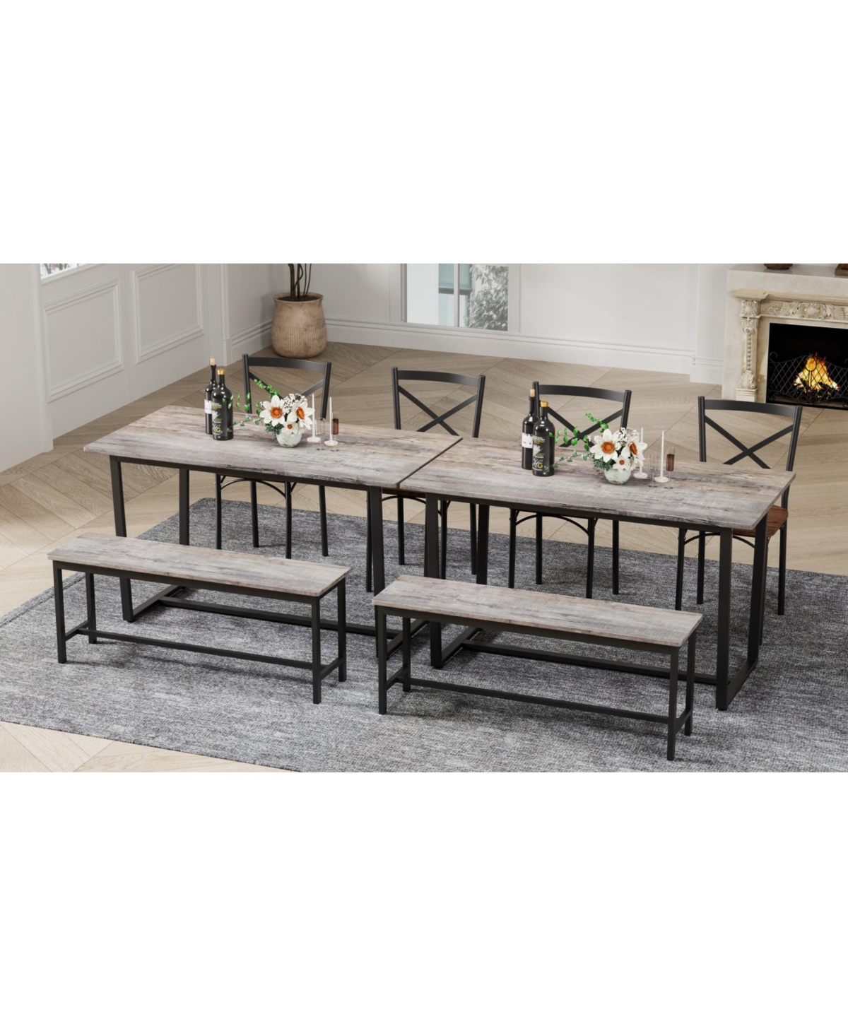 Streamdale Furniture Four-piece set table and chair with backrest, industrial style, solid structure