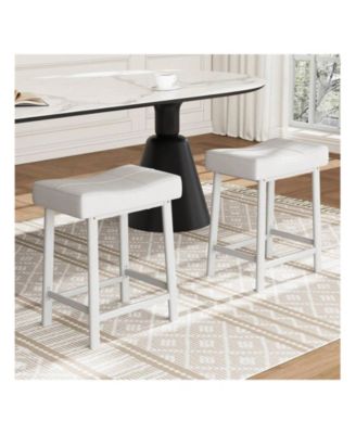 2-Piece Counter Height Bar Stool Set with Bonded Leather Upholstery for Kitchen Island or Dining Room