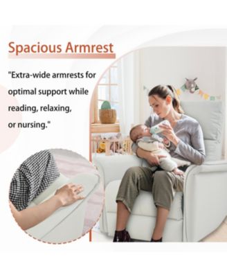  PU Leather Rocking Recliner Chair - Light Gray