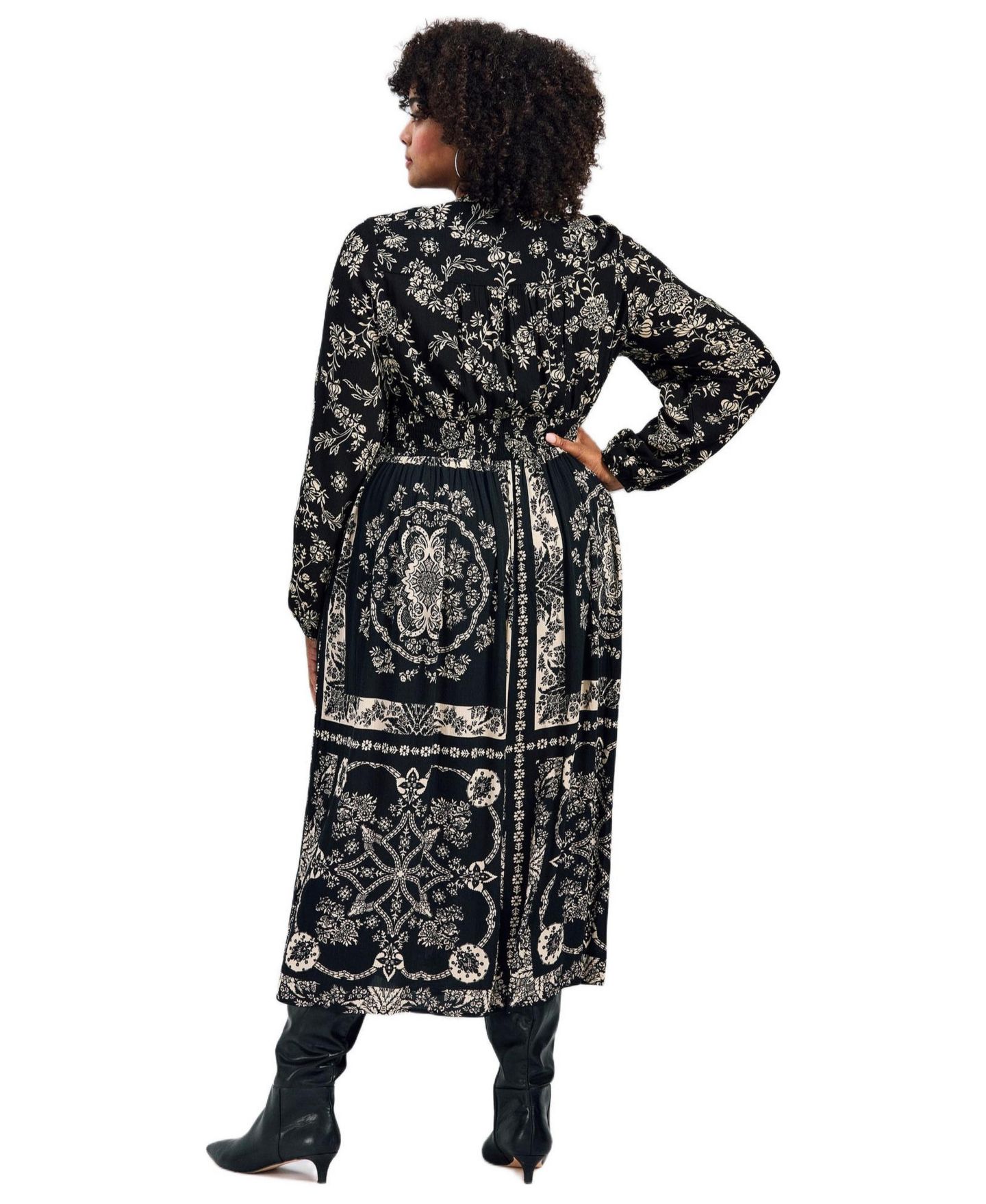 Женское платье Avenue Plus Size Eliana Scarf Placement Print, цвет: Чёрный — фото 3