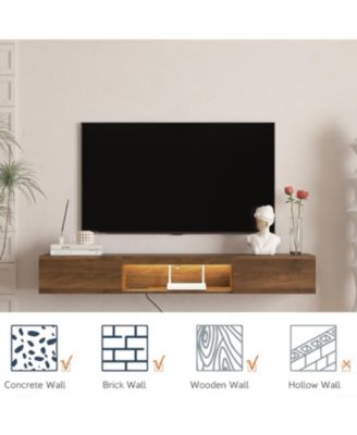 Floating TV Stand, 63" LED Wall Mounted Entertainment Center