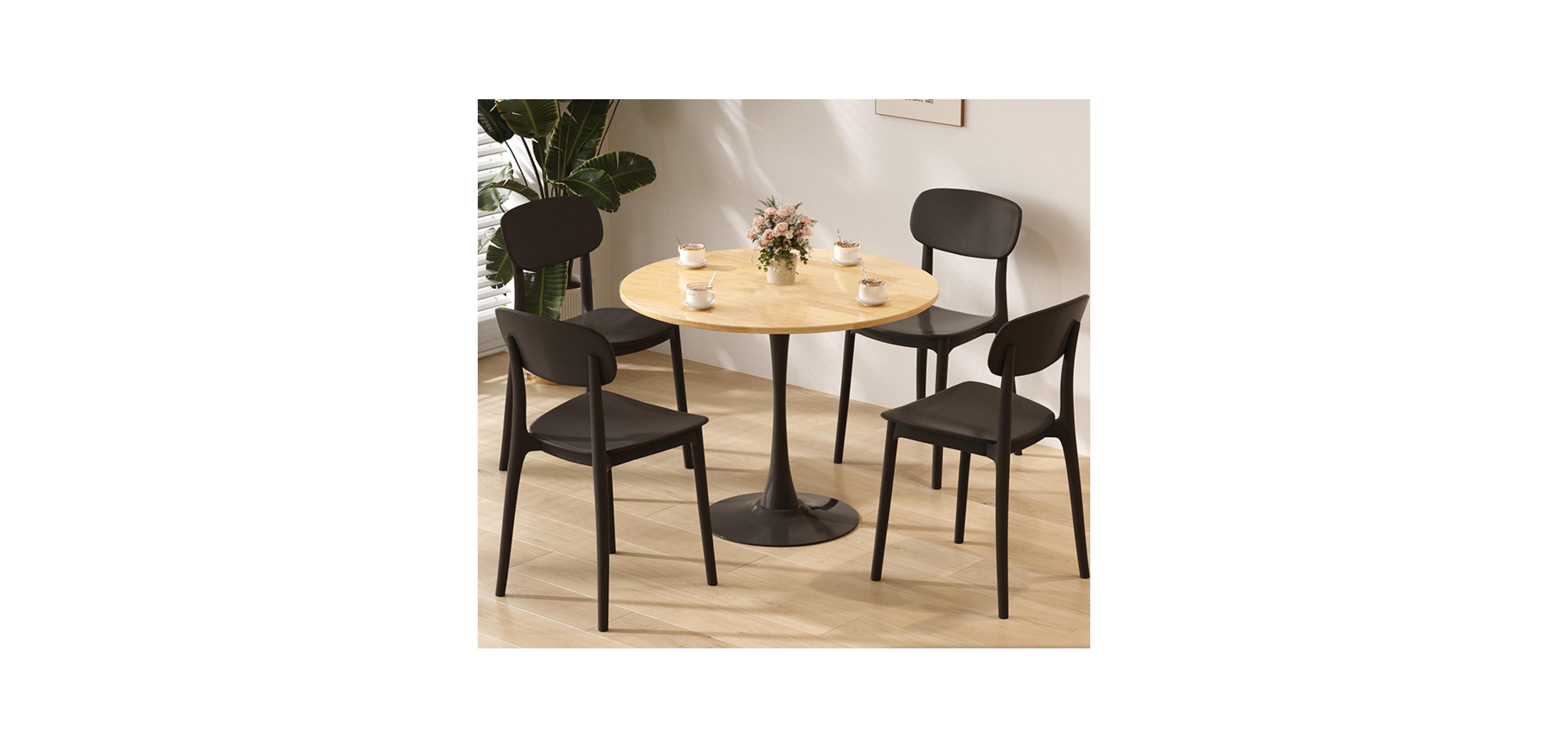 Streamdale Furniture Round Dining Table, Wood Top, Steel Base - 24 Inch