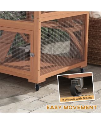 Catio, Outdoor Cat Enclosure House on Wheels with Hammock,