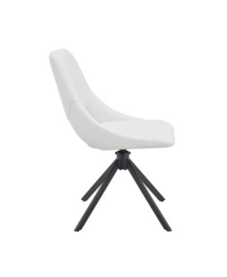 Streamdale Swivel Dining Chairs (Set of 2) - White Leather, Gold Mesh