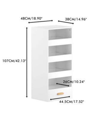 Streamdale 4-Tier Freestanding Bookshelf with 3 Sliding Drawers and 1 Bottom Drawer