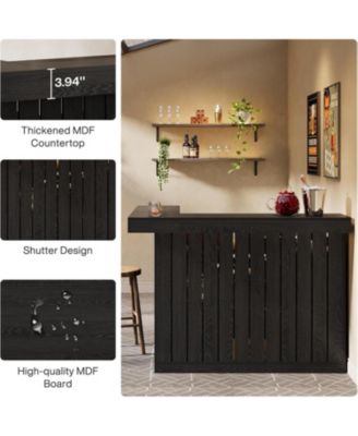 L-Shaped Home Bar Unit, 4 Storage Shelves