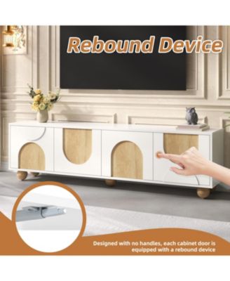 Farmhouse TV Stand for 75" TVs, Cream Media Console, White, 69.6"W