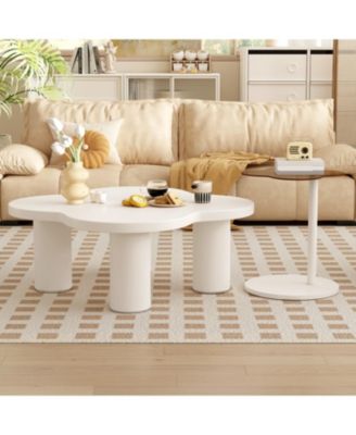 Modern Irregular Coffee Table Set with Glass Top