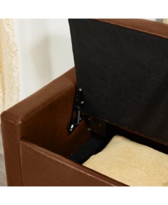48" Storage Ottoman Bench - Tufted Faux Leather Brown