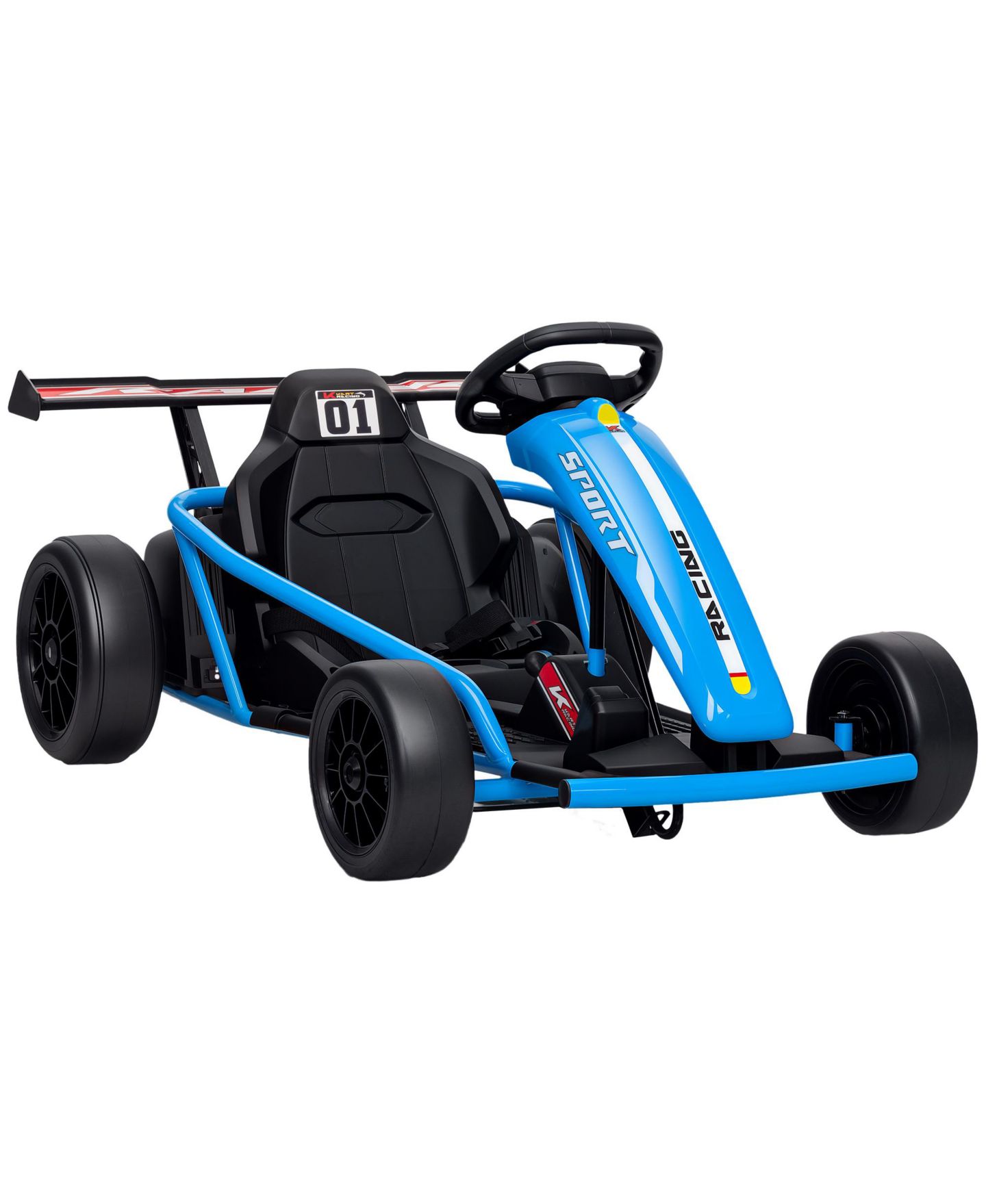 Детская игрушка Qaba 24V 8.1 Mph PP/Metal Dual-Motor Drift Electric Go-Kart, Supports Up to 154 Lbs., от 8 лет, цвет: Синий — фото 1