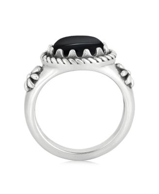 Sterling Silver Black Onyx East West Ring, Size 5 to 11