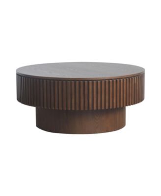 31.5" Round Walnut Coffee Table with Storage