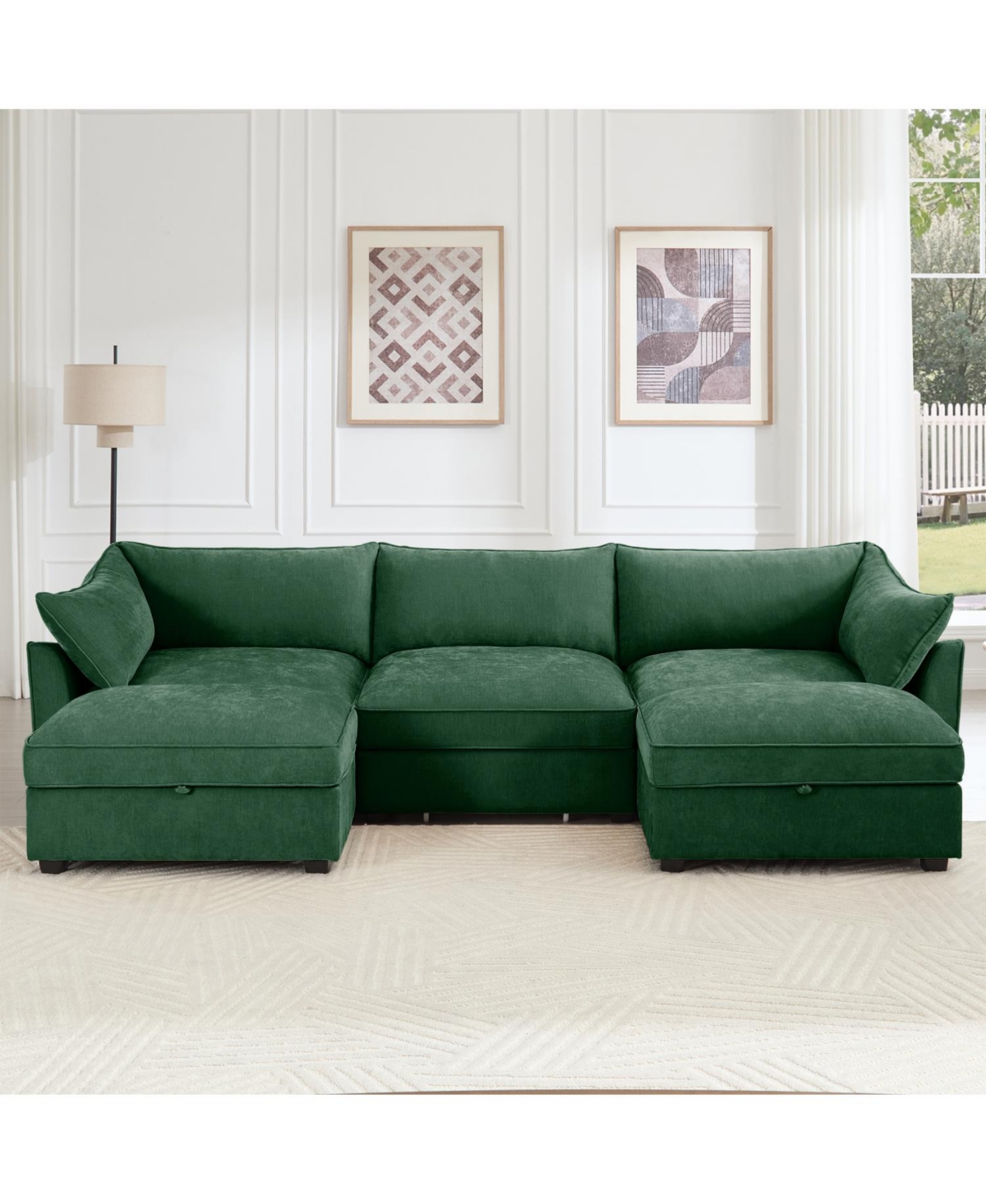 Streamdale Furniture U Shape 3 Seater Sofa with Ottomans