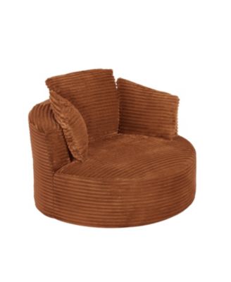 Streamdale Corduroy Round Chair - Cushioned Backrest - Modern Comfort