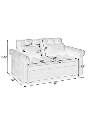 Loveseats Sofa Bed with Pull-out Bed, Adjsutable Back-Light grey