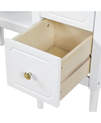 Antique White Vanity Set with Triple Mirror & Stool