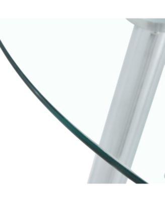 38.6" Glass tabletop dining table with silver legs