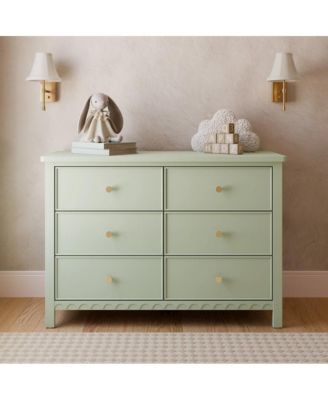 Sasha 6-Drawer Dresser with Interlocking Safety System & Scalloped Detailing for Nursery or Kids' Room