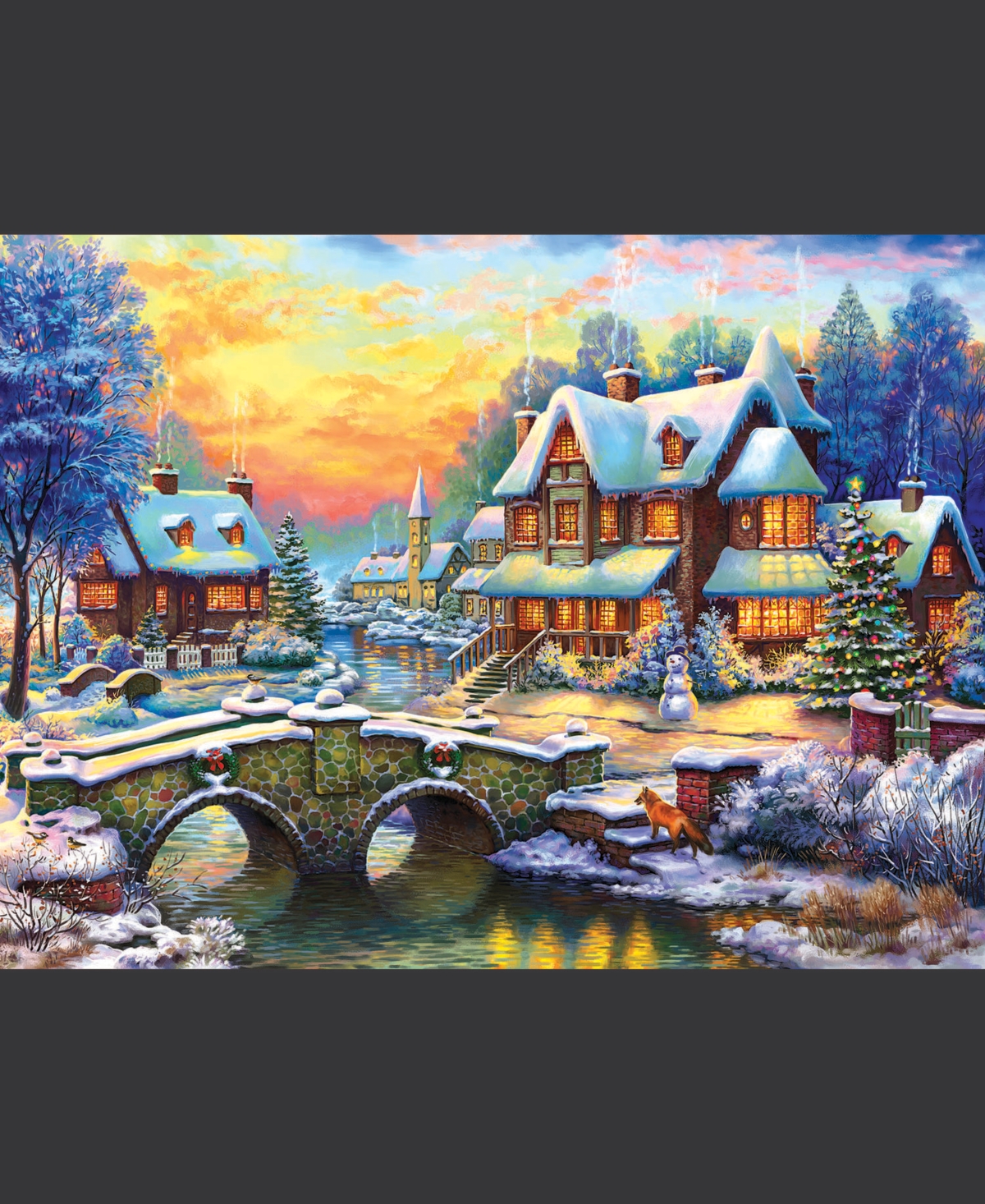 SunsOut Stone Bridge to Winter Estate 1000 piece Jigsaw Puzzle for Adults Christmas