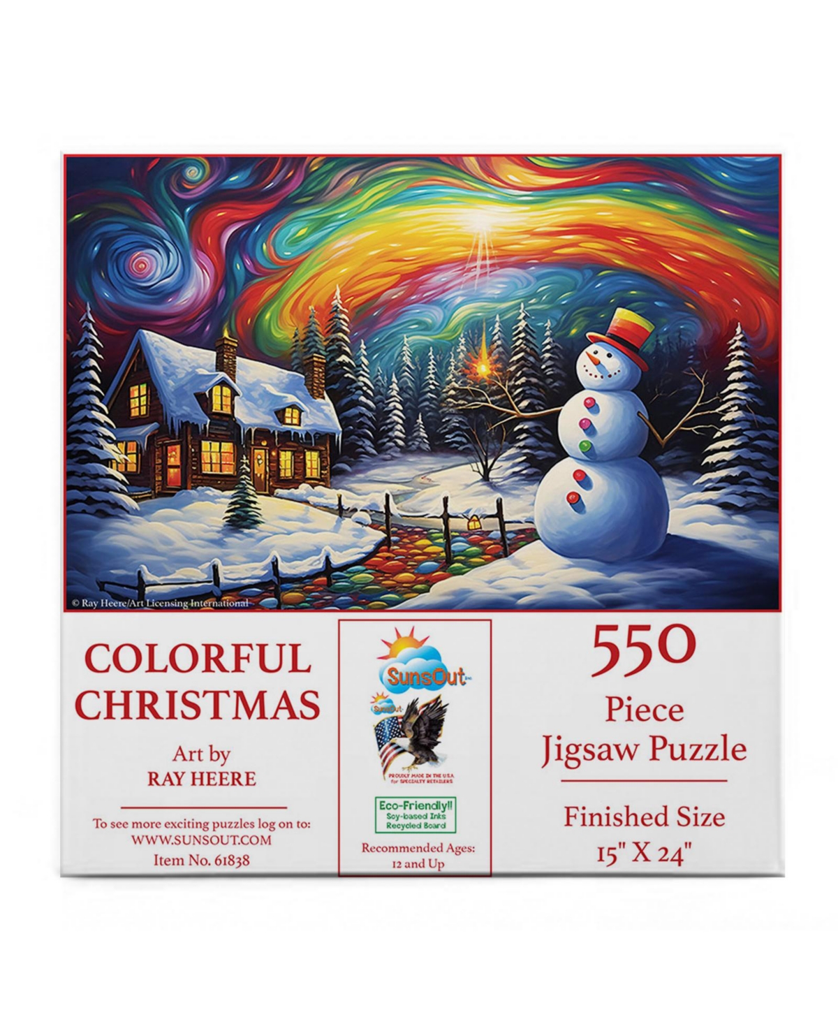 SunsOut Colorful Christmas 550 piece Jigsaw Puzzle for Adults