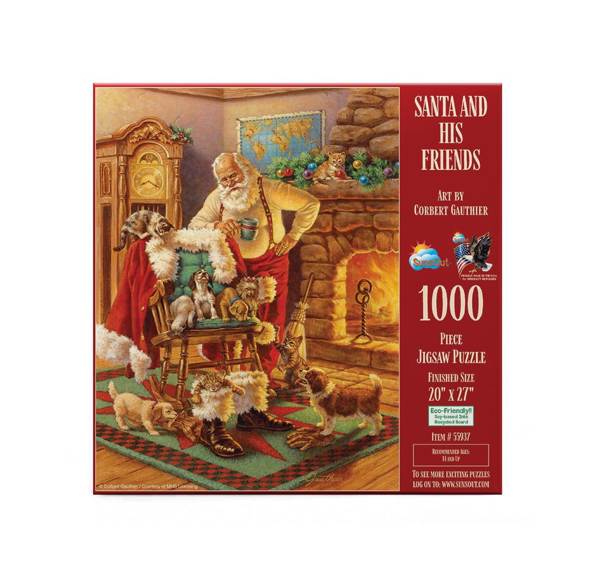 SunsOut Santa and His Friends 1000 piece Jigsaw Puzzle for Adults Christmas