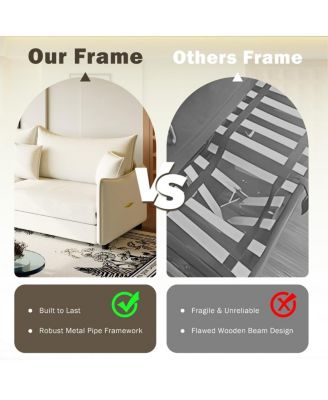 81.9'' Velvet Pull Out Sleeper Sofa Bed, 3-in-1 Convertible King Couch with Pillows, Modern Sofa for Living Room-Maison Boucle