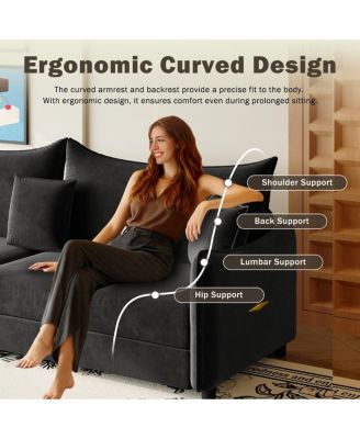 81.9'' Velvet Pull Out Sleeper Sofa Bed, 3-in-1 Convertible King Couch with Pillows, Modern Sofa for Living Room-Maison Boucle