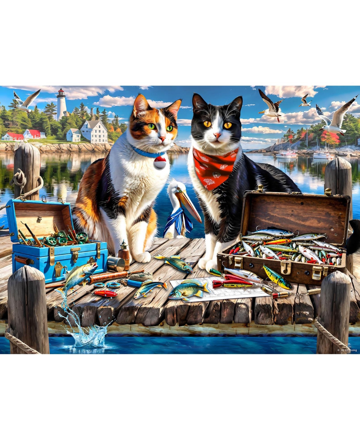 SunsOut Wharf Cats 1000 piece Jigsaw Puzzle for Adults
