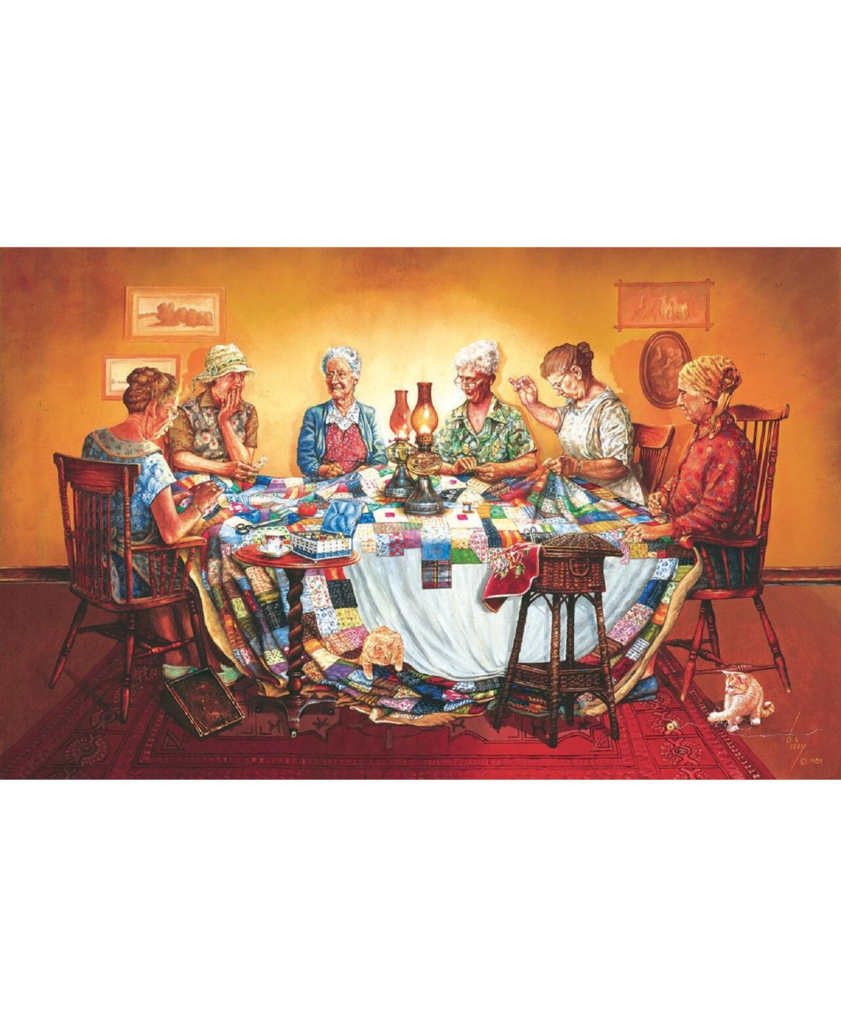SunsOut A Quilting Party 550 piece Jigsaw Puzzle for Adults