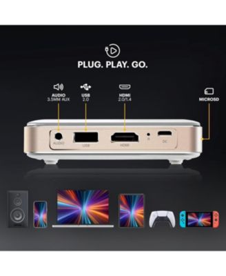 Luma 150 Pico Projector, Rechargeable Ultra Mini Projector with Travel Case & Tripod (White)