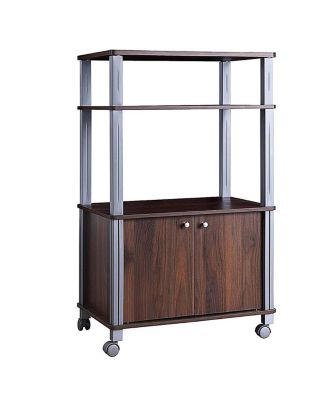 Multifunctional Rolling Kitchen Baker s Rack with 2-Tier Shelf and Cabinet